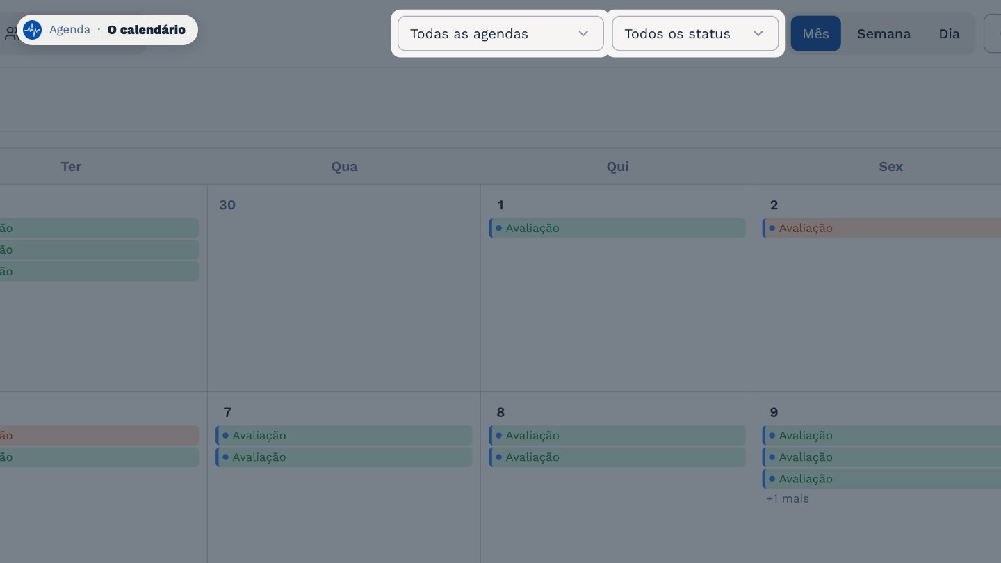E filtre pela agenda de cada profissional, ou pelo status da consulta.