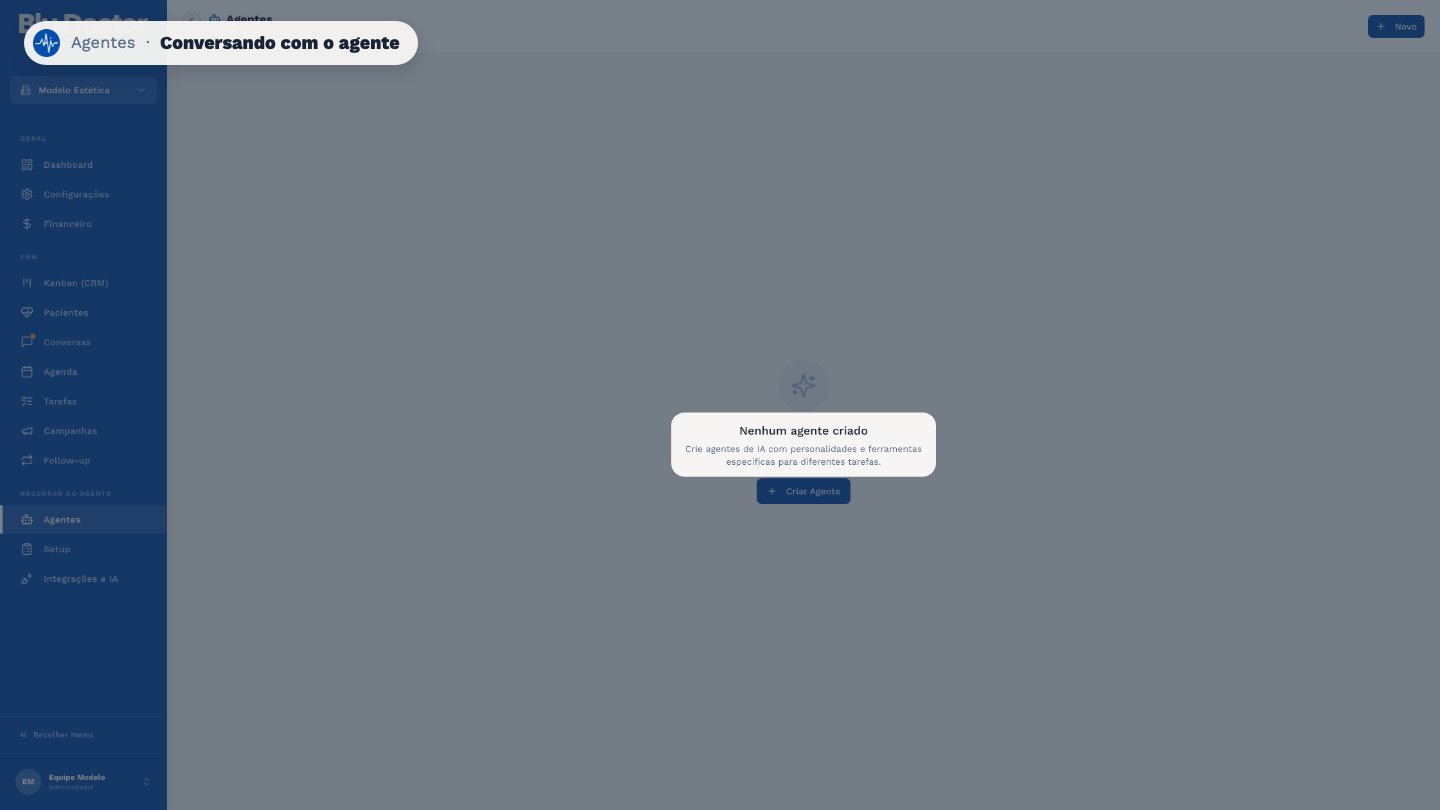 Depois de criado, o agente aparece nesta lista. É só clicar nele para abrir o chat e conversar.
