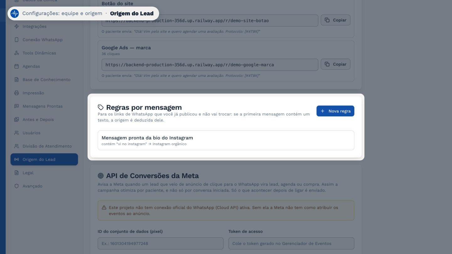 E, para links que você já publicou, crie uma regra: se a primeira mensagem tem um certo texto, a origem é preenchida sozinha.