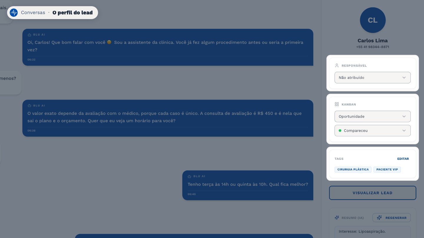 Aqui você define quem é o responsável pelo atendimento, a etapa no Kanban e as tags.