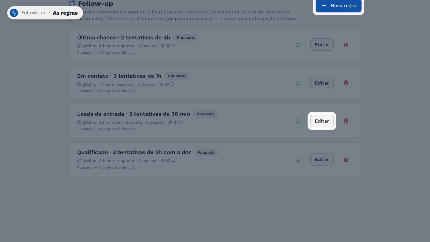 Para mudar uma regra, clique em Editar. Para criar outra, em Nova regra.