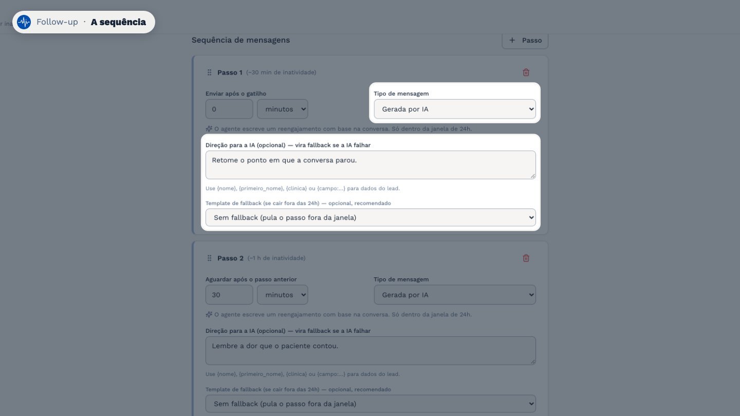 Pode ser um texto fixo, um template, ou uma mensagem que o agente escreve com base na conversa. Neste caso, dê uma direção para a IA.